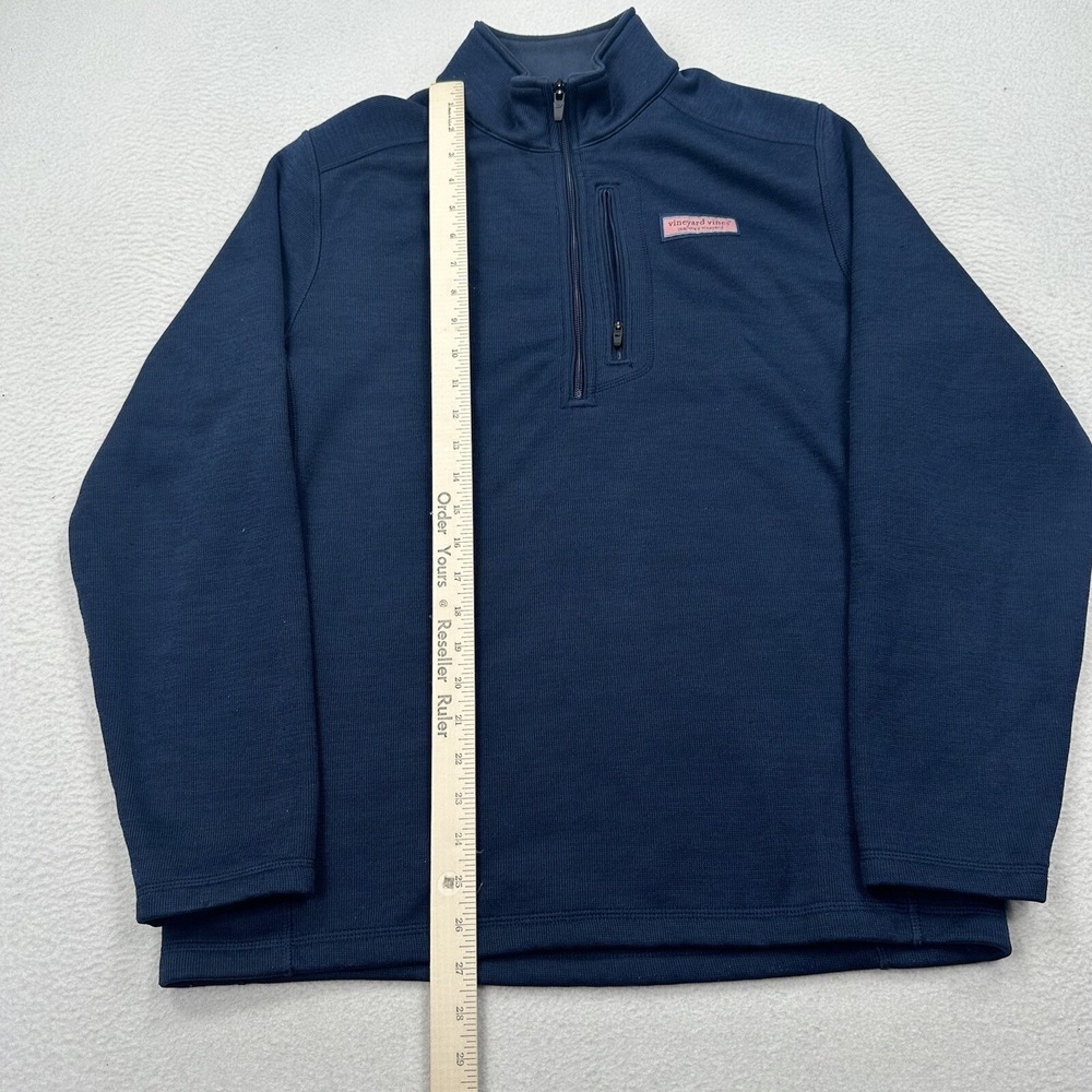 Vineyard Vine Shep & Ian Men's 1/4 Zip Pullover Sweatshirt Size Medium Blue - Picture 8 of 10